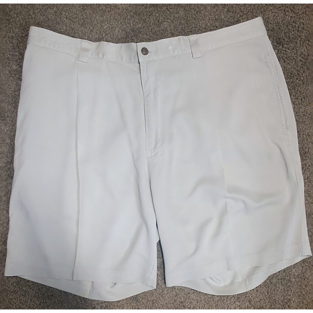 Tommy Bahama Shorts Men's 40 100% Silk Chino Beige Pleated 9 Inseam Tropical